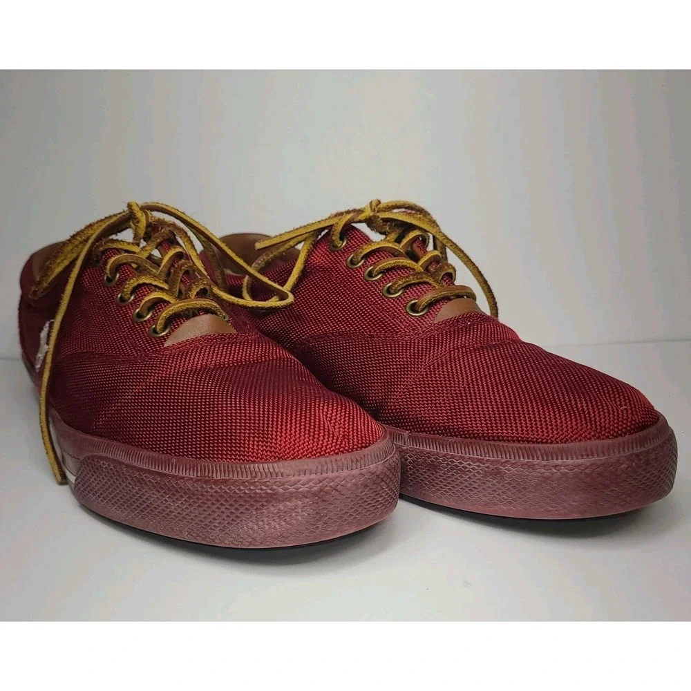 Polo Ralph Lauren Vaughn Shoes Mens 10.5 D Red Canvas Leather Low Top Sneakers